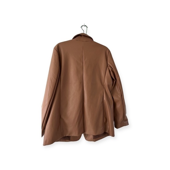 Sebby Faux Leather One-Button Peak Lapel Blazer - Picture 3 of 4